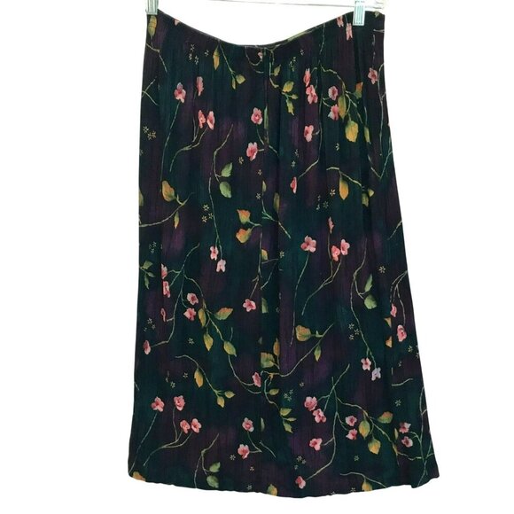 Jaclyn Smith Maxi Skirt Elastic Back Waist Floral Career Women's Sz Large Black - Picture 5 of 11